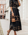 Womens Dress Floral Midi With Belted Waist 0