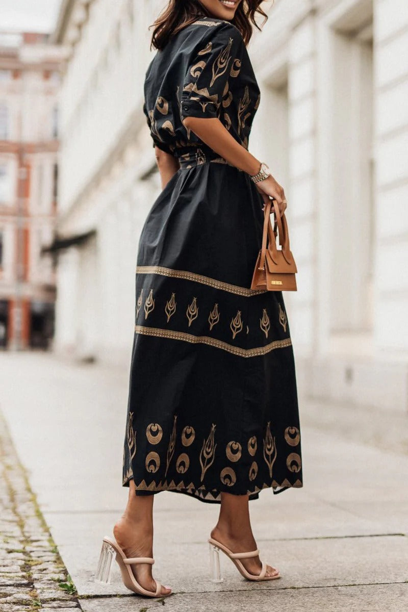 Womens Dress Floral Midi With Belted Waist 1