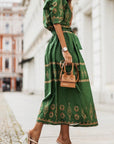 Womens Dress Floral Midi With Belted Waist 2