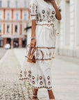 Womens Dress Floral Midi With Belted Waist 4