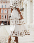 Womens Dress Floral Midi With Belted Waist 5