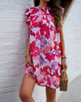 Womens Dress Floral Mini With Ruffle Sleeves 2