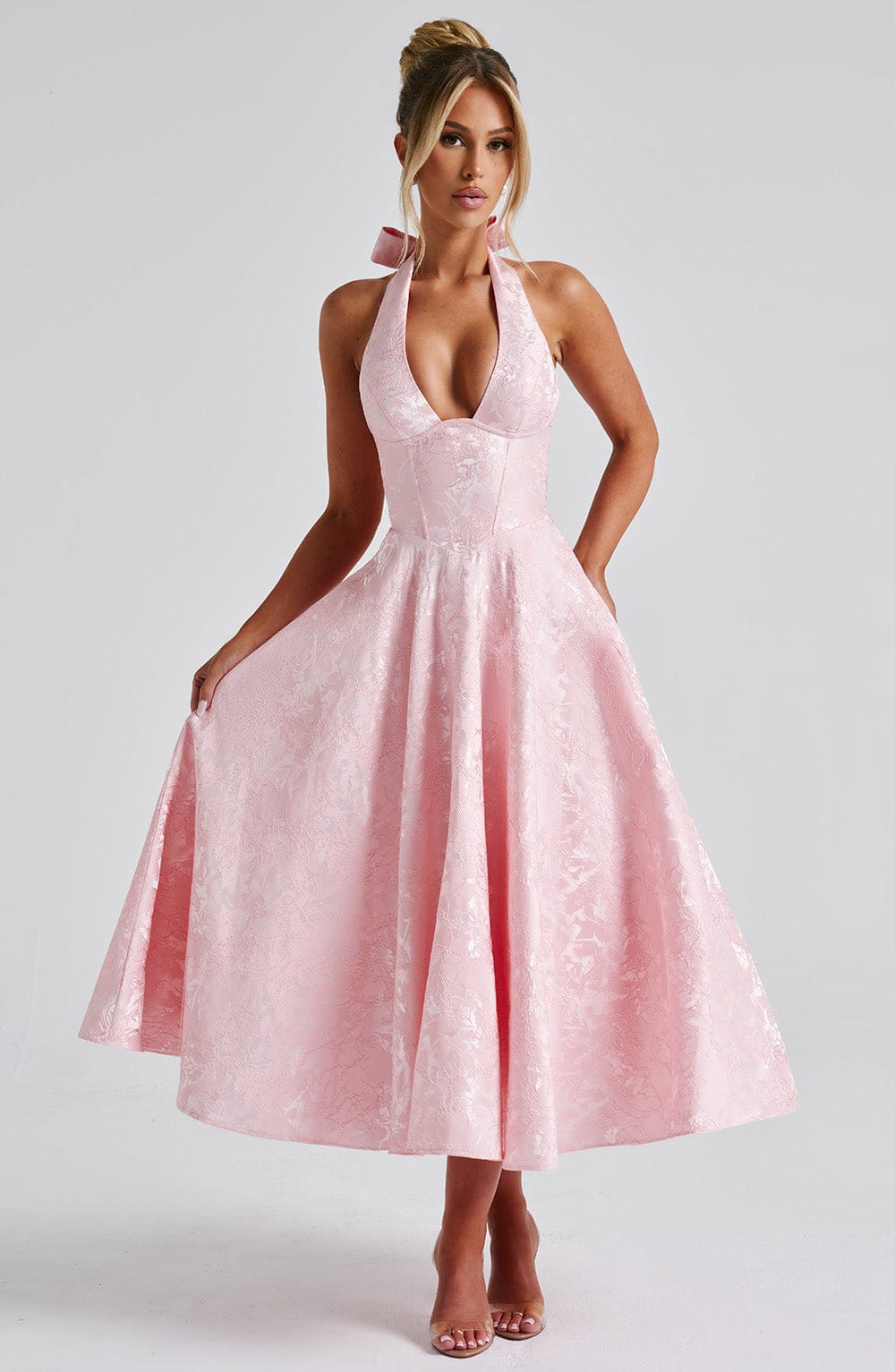 Womens Dress Halter Midi Wedding Guest Style 0