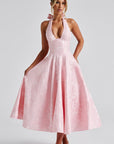 Womens Dress Halter Midi Wedding Guest Style 0