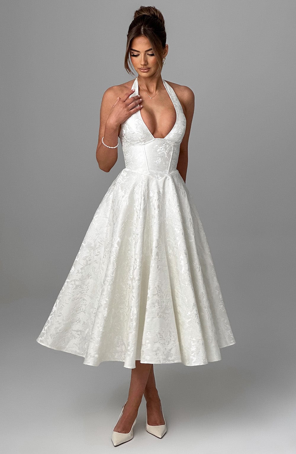 Womens Dress Halter Midi Wedding Guest Style 3
