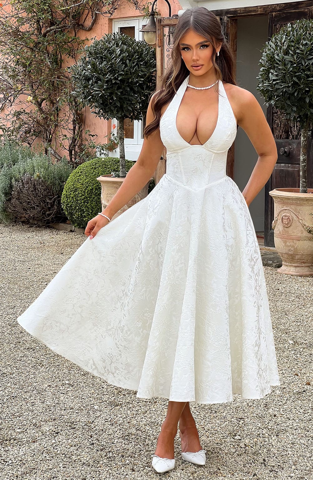 Womens Dress Halter Midi Wedding Guest Style 6