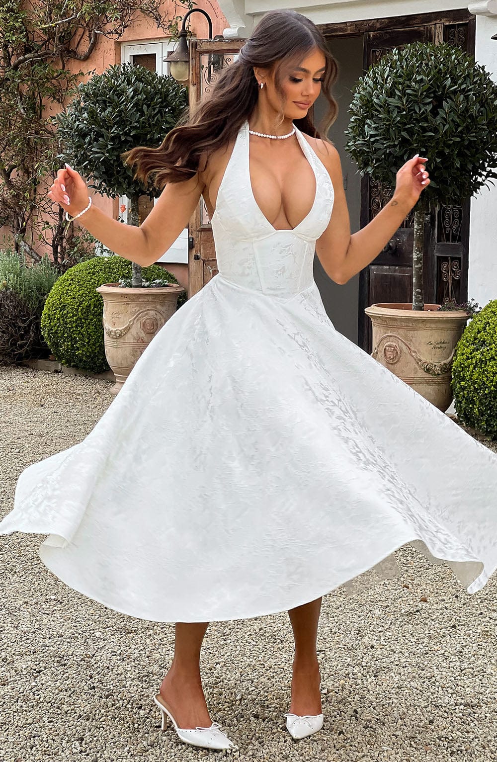 Womens Dress Halter Midi Wedding Guest Style 7