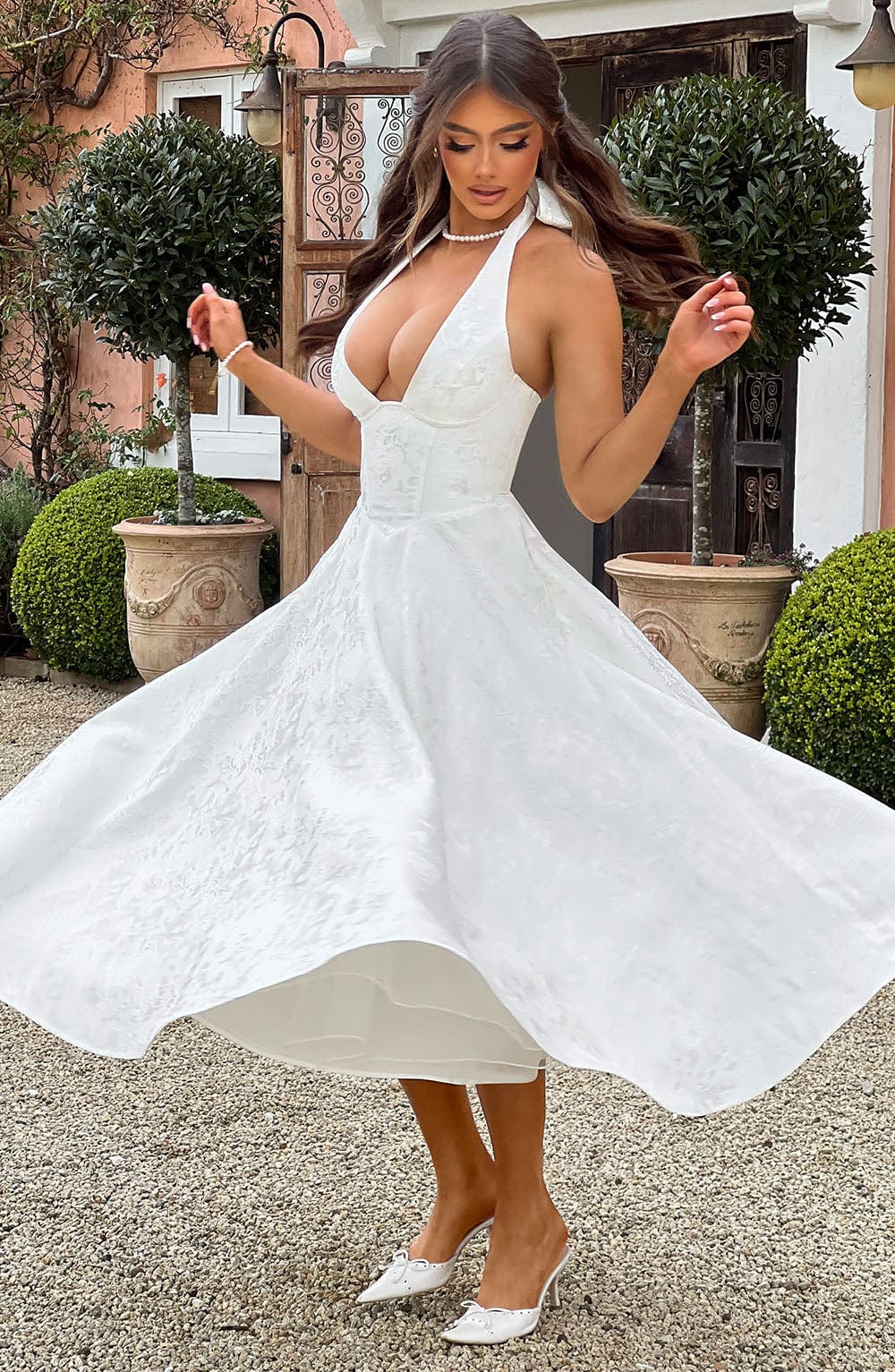 Womens Dress Halter Midi Wedding Guest Style 8