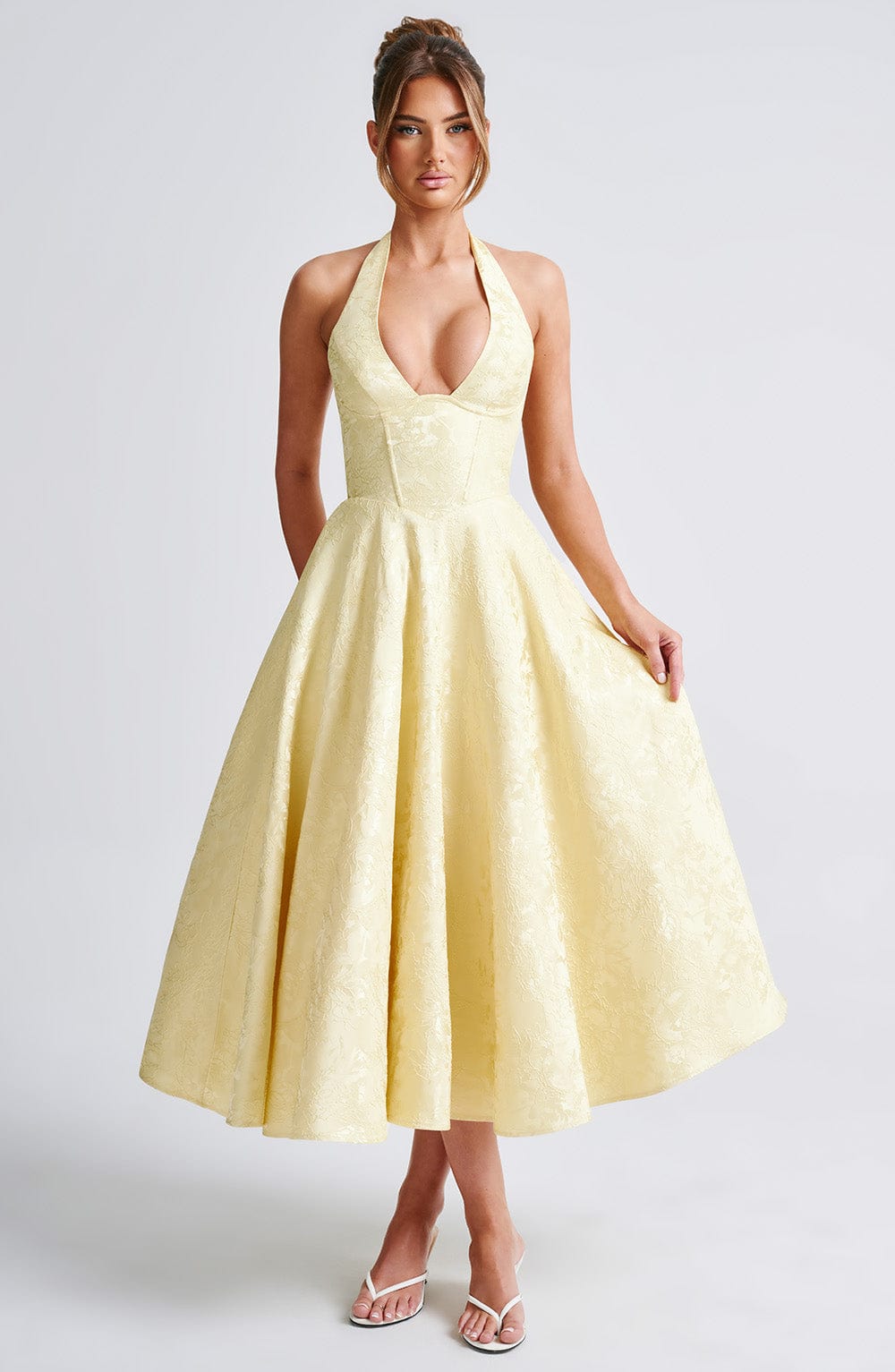 Womens Dress Halter Midi Wedding Guest Style 9