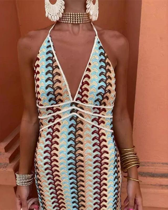 Womens Dress Maxi Halter Neck Summer Style 1