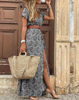 Womens Dress Maxi Short Sleeve Boho Print 2