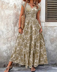 Womens Dress Maxi V Neck Boho Patterned 0