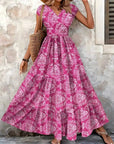 Womens Dress Maxi V Neck Boho Patterned 9