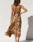 Womens Dress Midi V-Neck Abstract Print Summer 1