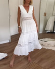 Womens Dress V Neck Boho Midi Summer Style 1