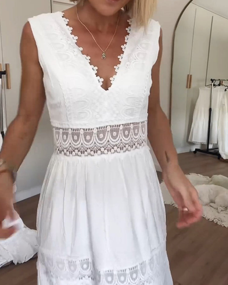 Womens Dress V Neck Boho Midi Summer Style 3