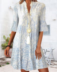 Womens Dress V Neck Flare Sleeve Mini Summer 1