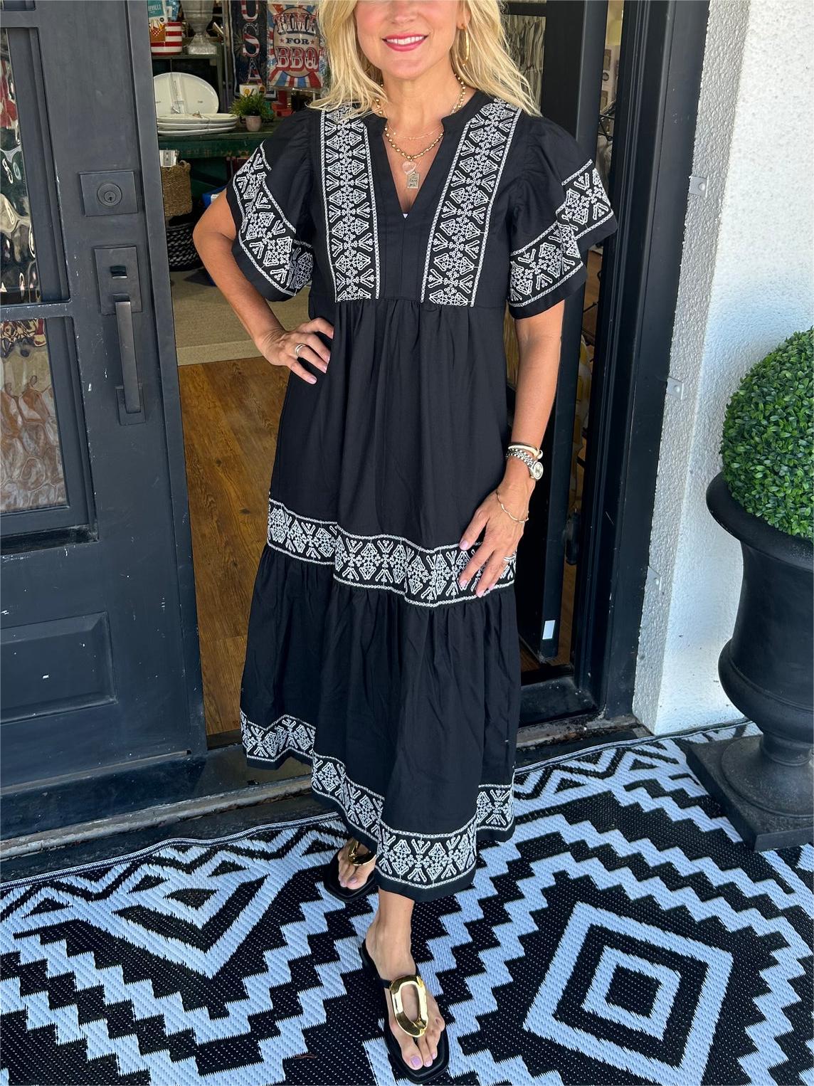 Womens Dress V Neck Floral Midi Summer Style 0
