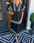 Womens Dress V Neck Floral Midi Summer Style 0