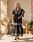 Womens Dress V Neck Floral Midi Summer Style 1