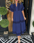 Womens Dress V Neck Floral Midi Summer Style 4
