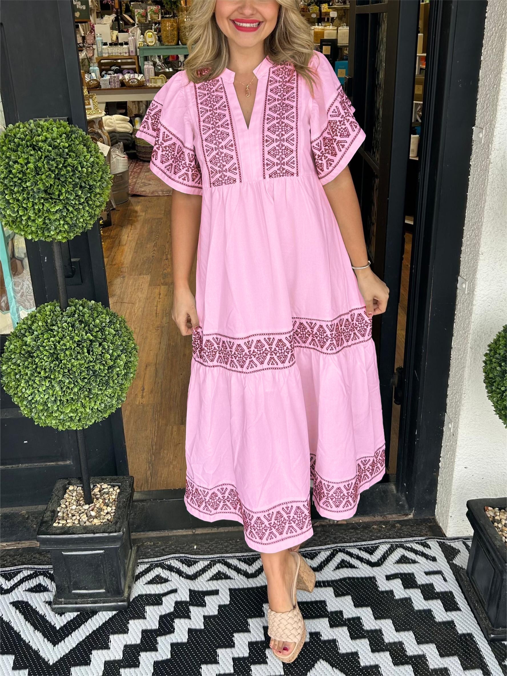 Womens Dress V Neck Floral Midi Summer Style 5