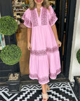 Womens Dress V Neck Floral Midi Summer Style 5