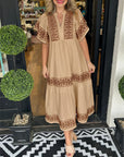 Womens Dress V Neck Floral Midi Summer Style 6