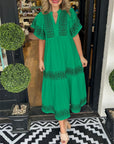 Womens Dress V Neck Floral Midi Summer Style 8