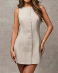 Womens Dress White Button Front Mini Shift 0