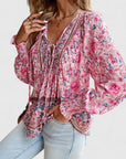 Womens Top Floral Peasant Long Sleeve Blouse 1