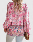 Womens Top Floral Peasant Long Sleeve Blouse 2