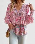 Womens Top Floral Peasant Long Sleeve Blouse 3