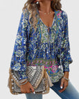 Womens Top Floral Peasant Long Sleeve Blouse 4