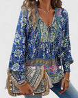 Womens Top Floral Peasant Long Sleeve Blouse 5