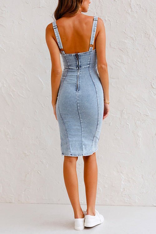 Women’s blue women's denim bodycon dress