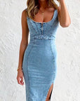Women’s blue women's denim bodycon dress