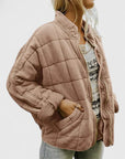Women's green quilted lined jacket with relaxed fit