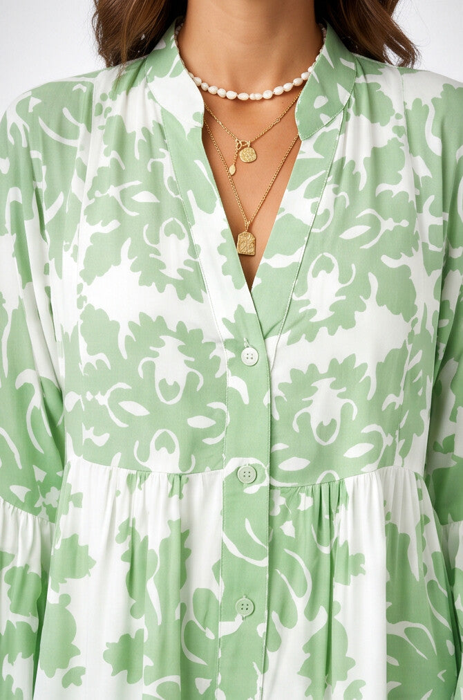 Womens Dress Floral Print Long Sleeve Midi 0