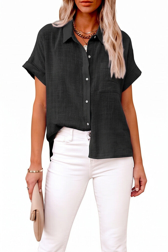 Women's Shirt With Pocket - Short Sleeve