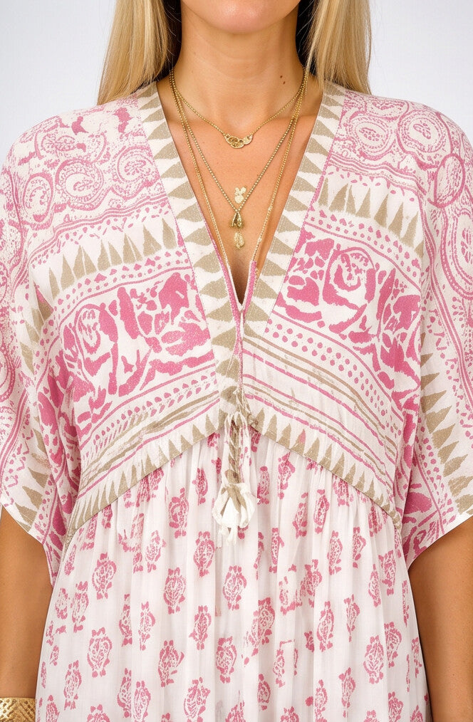 Fresh Boho Summer Dress With V-Neck Design 2
