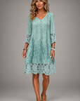 Charming Midi Dress With Lace And 3/4 Sleeves 0