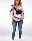 Sweater Long Sleeve Collared Abstract Print