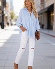 Blouse Striped Long Sleeve Relaxed Fit
