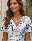 Sophisticated Midi Wedding Guest Dress with V-Neck