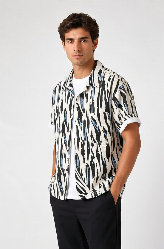 Men's Shirt Short Sleeve Camp Collar Relaxed Fit 0