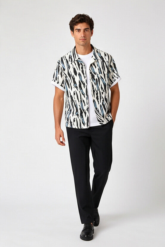 Men's Shirt Short Sleeve Camp Collar Relaxed Fit