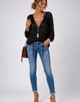 Women's Blouse V Neck Long Sleeve Top 0