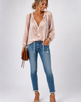 Women's Blouse V Neck Long Sleeve Top 0
